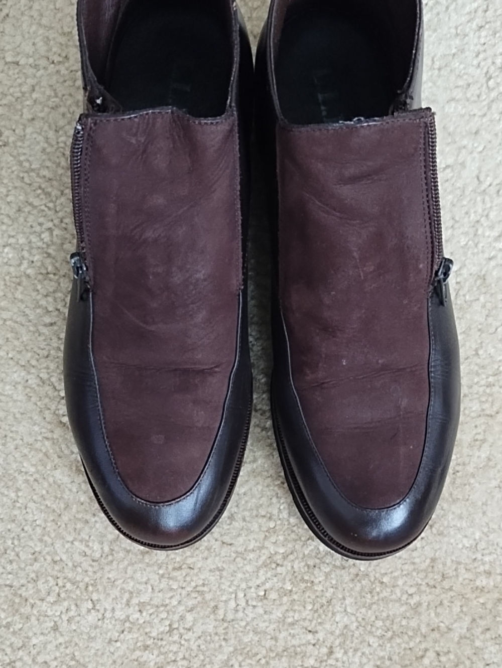 LL Bean Leather Suede Ankle Boots Women's 9M Dark Brown 90s Side Zip Chunky - Picture 7 of 9
